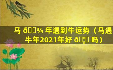 马 🌾 年遇到牛运势（马遇牛年2021年好 🦟 吗）